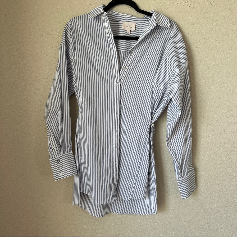Cinq a Sept Button Down Blue Striped Shirt